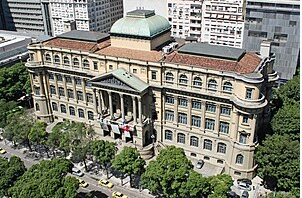 Foto aérea do prédio da Biblioteca Nacional no Rio de Janeiro