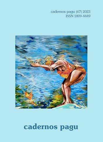 Capa comemorativa dos 30 anos da Cad. pagu - Um mulher mergulhando e cauda de um peixe aparecendo